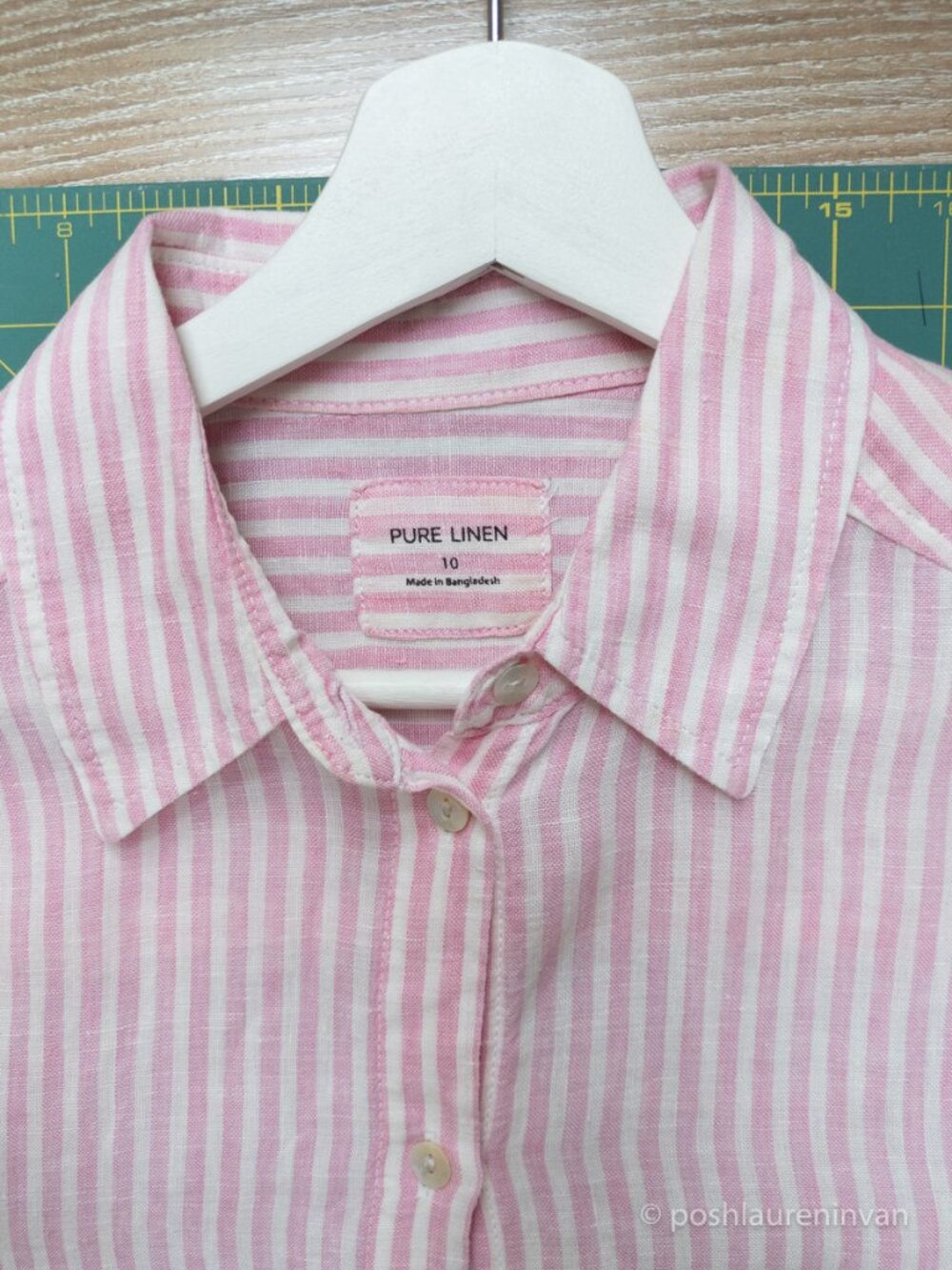Marks and Spencer Pure Linen Striped Button Down Shirt Size 6 Women's EUC - Picture 8 of 11